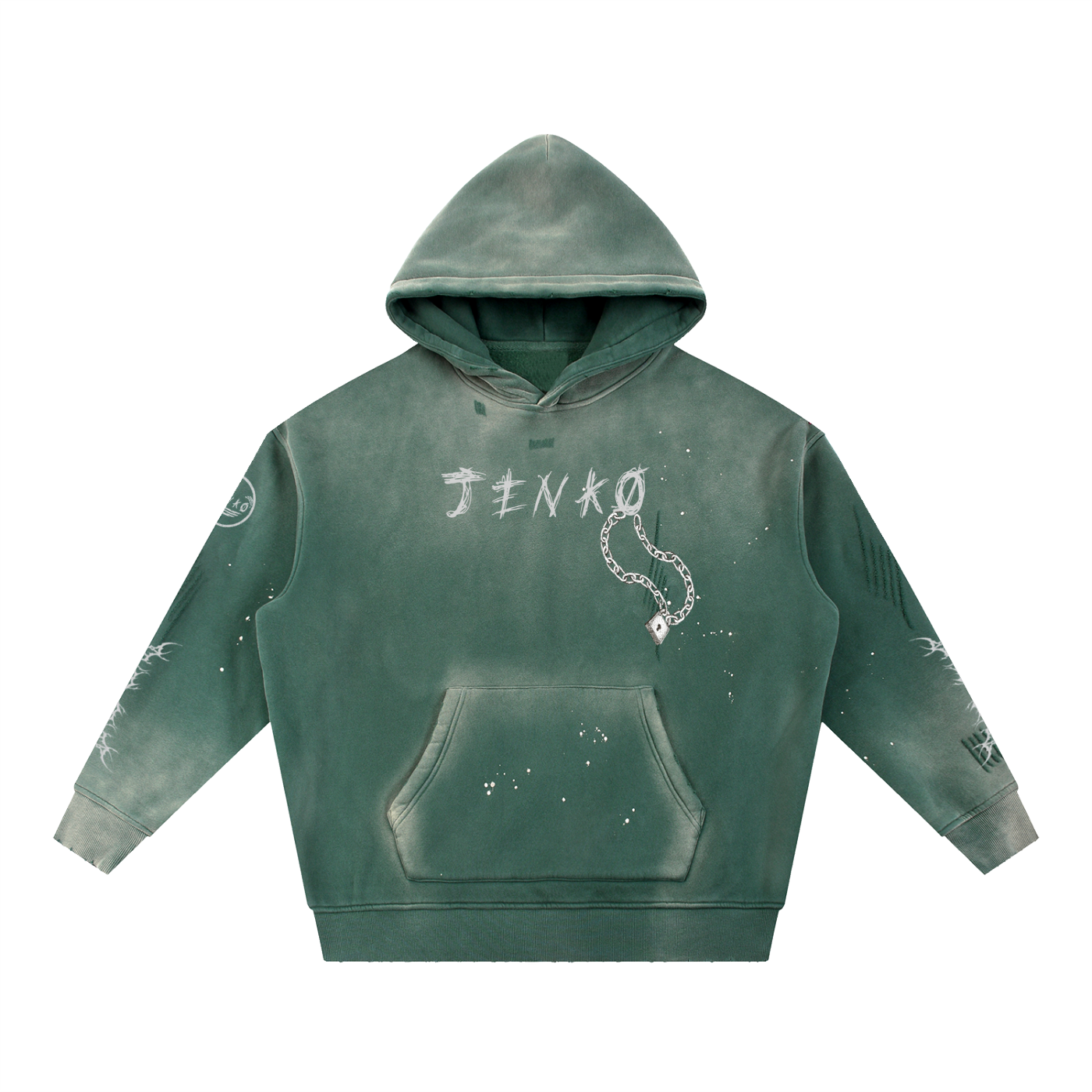 Vintage Washed Frayed Fleece Hoodie