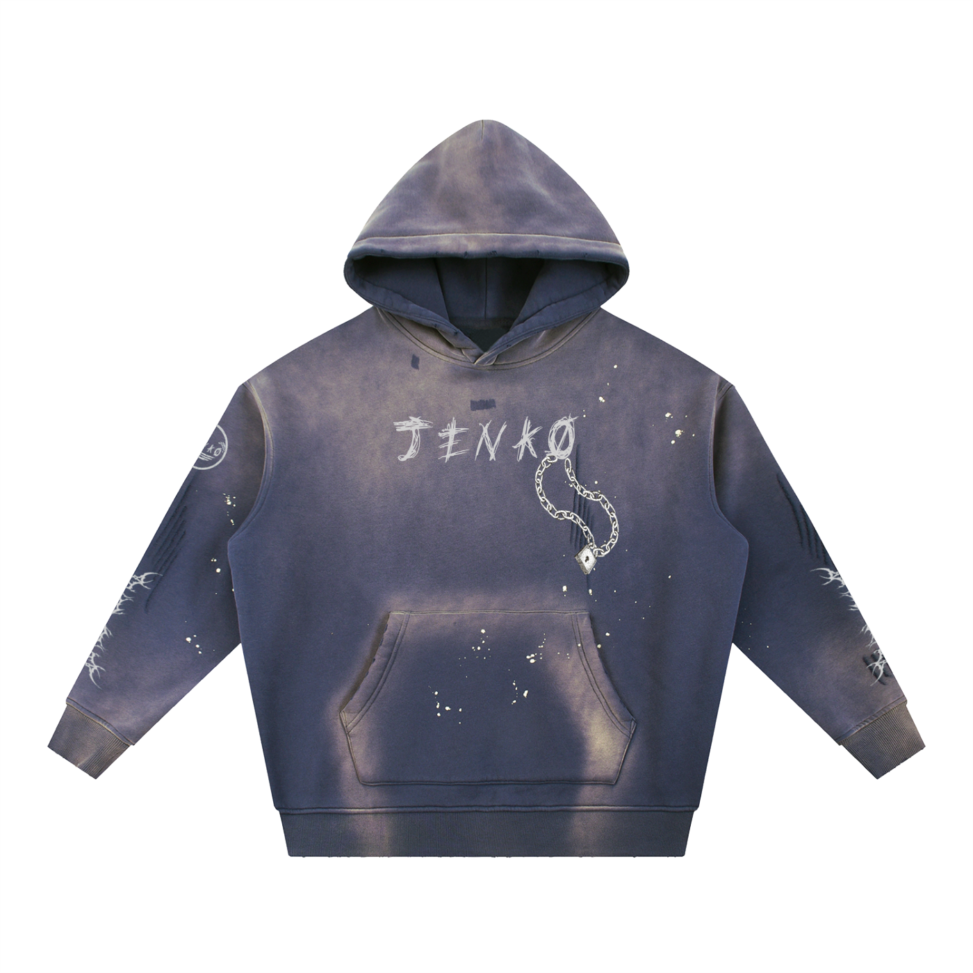 Vintage Washed Frayed Fleece Hoodie