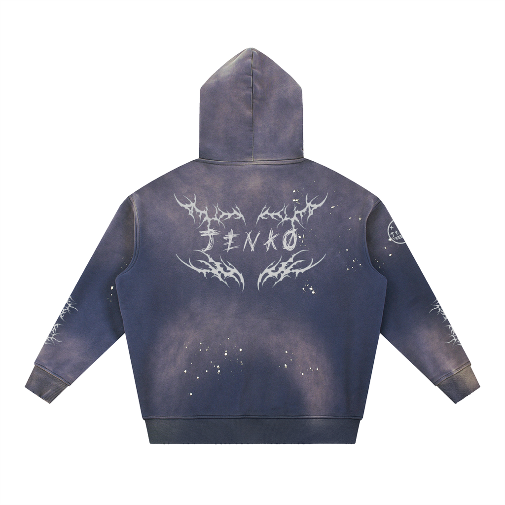 Vintage Washed Frayed Fleece Hoodie